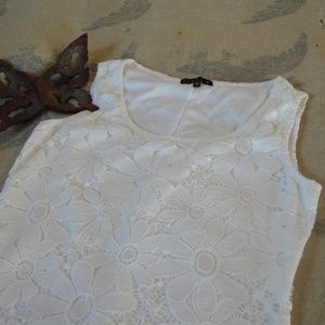 White daisy lace overlay bodycon dress